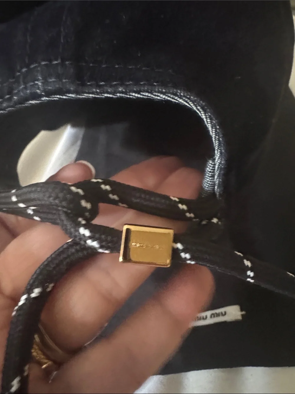 Miu Miu Black navy velvet cap  with White Logo Size S – Made in Italy